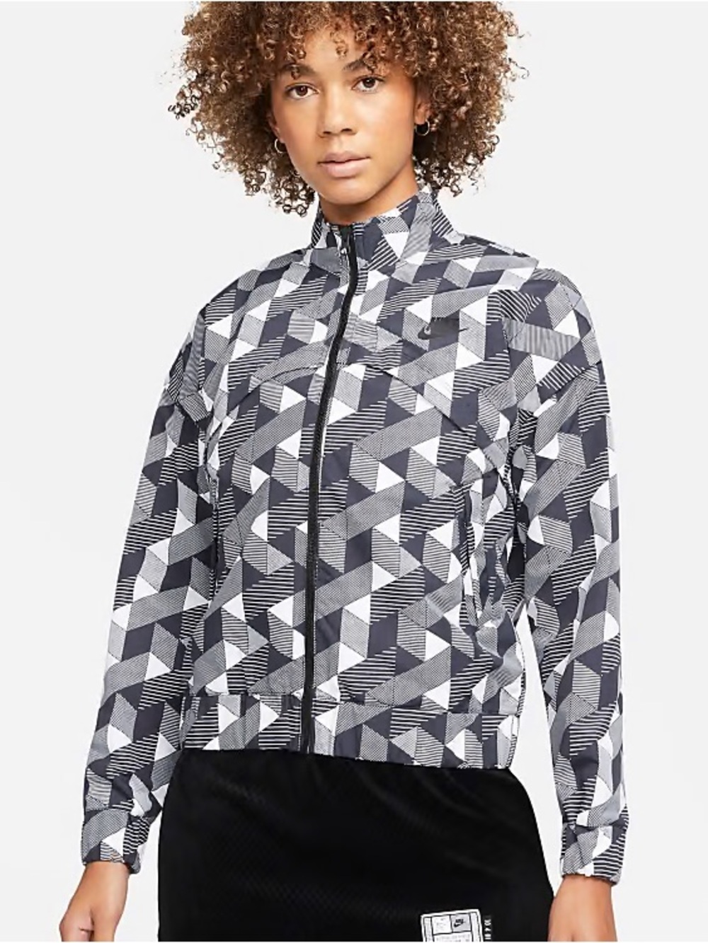 Nike Serena Williams Geometric Print Nylon Woven Windbreaker Track Jacket Medium
